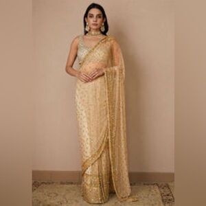 Dark Beige Pre-Stitched Saree